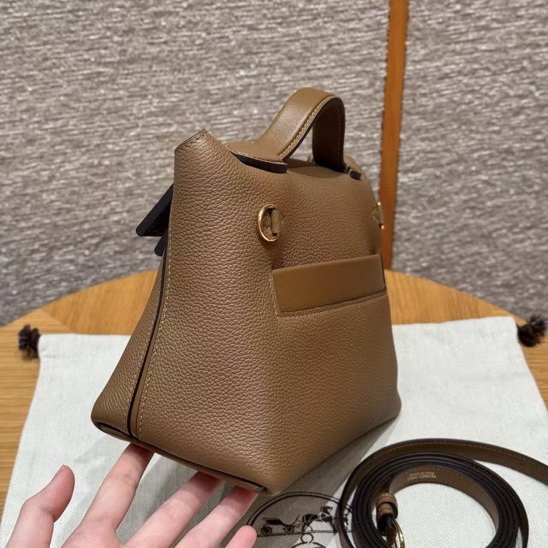 Hermes Kelly Mini 2424 24/24 Bag 21CM Handmade In Togo Calfskin Leather Matte American Crocodile Gold Hardware 3G Alezan - Image 18