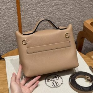 Hermes Kelly 2424 24/24 Bag 21CM Handmade In Evercolor Calfskin Leather And Aillgator Gold Hardware 0M Chai - Image 2
