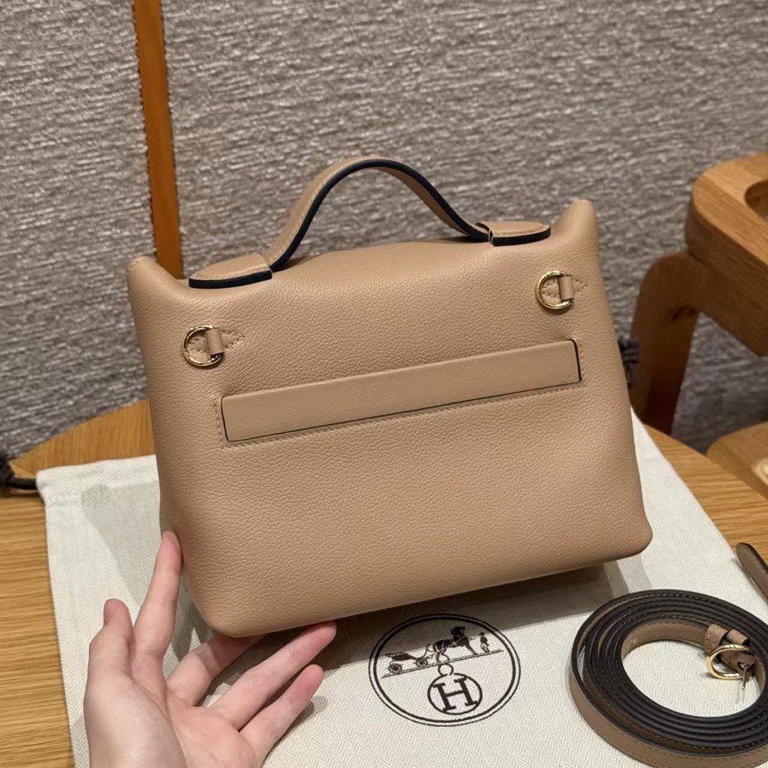 Hermes Kelly 2424 24/24 Bag 21CM Handmade In Evercolor Calfskin Leather And Aillgator Gold Hardware 0M Chai - Image 2