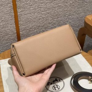 Hermes Kelly 2424 24/24 Bag 21CM Handmade In Evercolor Calfskin Leather And Aillgator Gold Hardware 0M Chai - Image 17