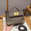 Hermes Kelly 2424 24/24 Bag 21CM Handmade In Evercolor and Swift Calfskin Leather Gold Hardware 18 Etoupe