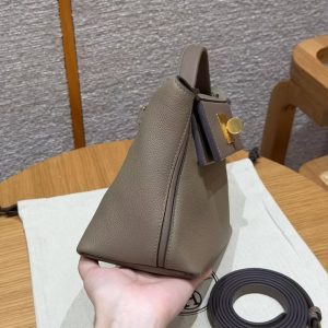 Hermes Kelly 2424 24/24 Bag 21CM Handmade In Evercolor and Swift Calfskin Leather Gold Hardware 18 Etoupe - Image 19