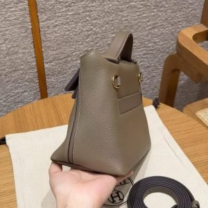 Hermes Kelly 2424 24/24 Bag 21CM Handmade In Evercolor and Swift Calfskin Leather Gold Hardware 18 Etoupe - Image 18