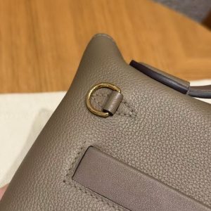 Hermes Kelly 2424 24/24 Bag 21CM Handmade In Evercolor and Swift Calfskin Leather Gold Hardware 18 Etoupe - Image 9