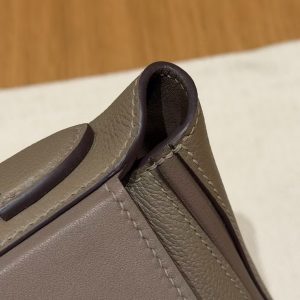 Hermes Kelly 2424 24/24 Bag 21CM Handmade In Evercolor and Swift Calfskin Leather Gold Hardware 18 Etoupe - Image 8