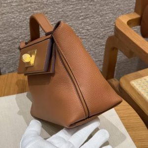 Hermes Kelly 2424 24/24 Bag 21CM Handmade In Evercolor and Swift Calfskin Leather Gold Hardware 37 Gold - Image 21