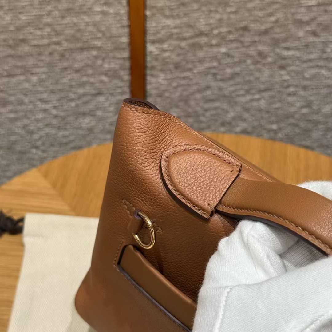 Hermes Kelly 2424 24/24 Bag 21CM Handmade In Evercolor and Swift Calfskin Leather Gold Hardware 37 Gold - Image 15