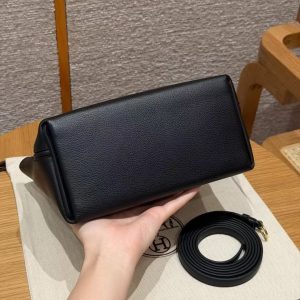 Hermes Kelly 2424 24/24 Bag 21CM Handmade In Evercolor and Swift Calfskin Leather Gold Hardware 89 Noir - Image 17