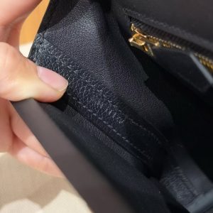 Hermes Kelly 2424 24/24 Bag 21CM Handmade In Evercolor and Swift Calfskin Leather Gold Hardware 89 Noir - Image 14