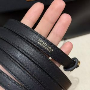 Hermes Kelly 2424 24/24 Bag 21CM Handmade In Evercolor and Swift Calfskin Leather Gold Hardware 89 Noir - Image 12
