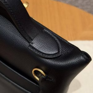 Hermes Kelly 2424 24/24 Bag 21CM Handmade In Evercolor and Swift Calfskin Leather Gold Hardware 89 Noir - Image 8