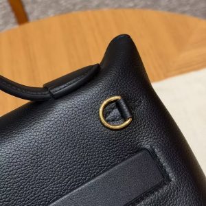 Hermes Kelly 2424 24/24 Bag 21CM Handmade In Evercolor and Swift Calfskin Leather Gold Hardware 89 Noir - Image 7