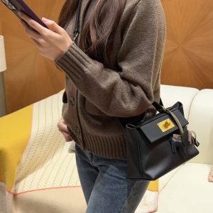 Hermes Kelly 2424 24/24 Bag 21CM Handmade In Evercolor and Swift Calfskin Leather Gold Hardware 89 Noir - Image 4