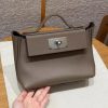 Hermes Kelly 2424 24/24 Bag 21CM Handmade In Evercolor and Swift Calfskin Leather Silver Hardware 18 Etoupe