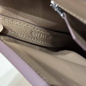 Hermes Kelly 2424 24/24 Bag 21CM Handmade In Evercolor and Swift Calfskin Leather Silver Hardware 18 Etoupe - Image 15