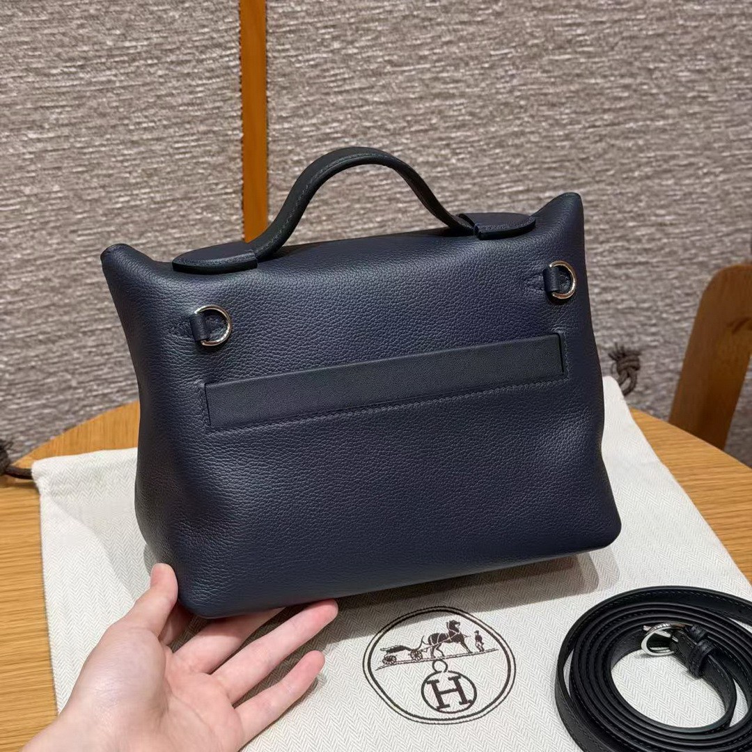 Hermes Kelly 2424 24/24 Bag 21CM Handmade In Evercolor and Swift Calfskin Leather Silver Hardware 3Y Caban - Image 2