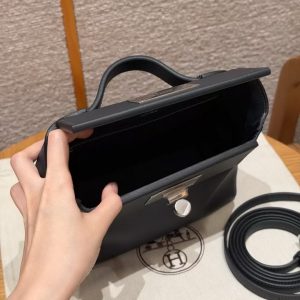 Hermes Kelly 2424 24/24 Bag 21CM Handmade In Evercolor and Swift Calfskin Leather Silver Hardware 3Y Caban - Image 13