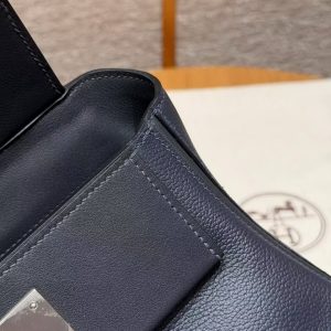 Hermes Kelly 2424 24/24 Bag 21CM Handmade In Evercolor and Swift Calfskin Leather Silver Hardware 3Y Caban - Image 12