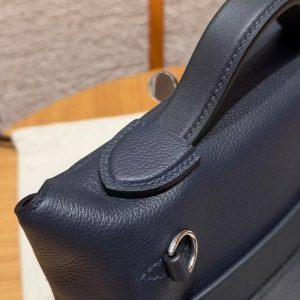 Hermes Kelly 2424 24/24 Bag 21CM Handmade In Evercolor and Swift Calfskin Leather Silver Hardware 3Y Caban - Image 10