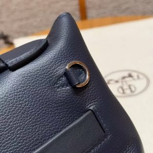 Hermes Kelly 2424 24/24 Bag 21CM Handmade In Evercolor and Swift Calfskin Leather Silver Hardware 3Y Caban - Image 9