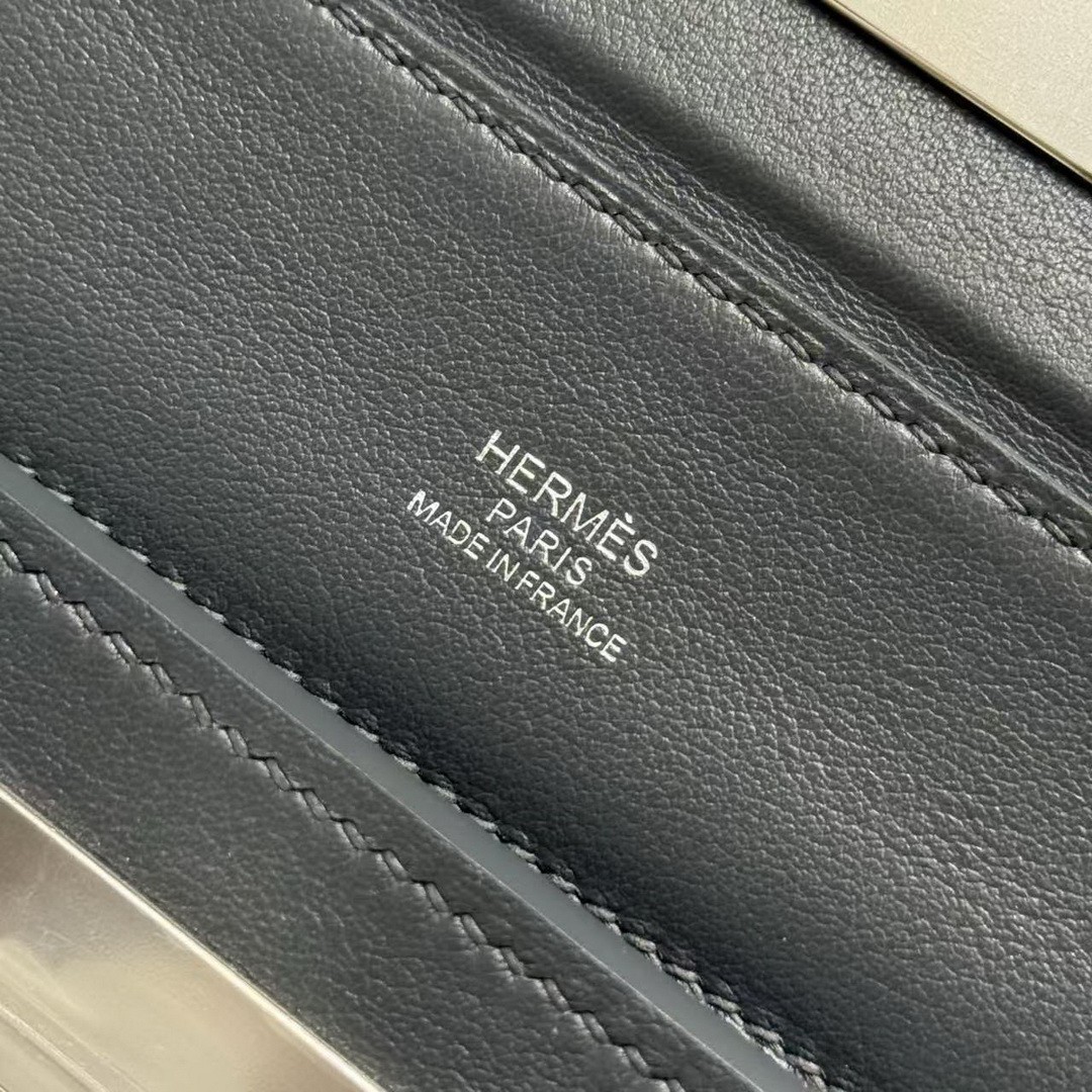 Hermes Kelly 2424 24/24 Bag 21CM Handmade In Evercolor and Swift Calfskin Leather Silver Hardware 85 Ardoise - Image 18