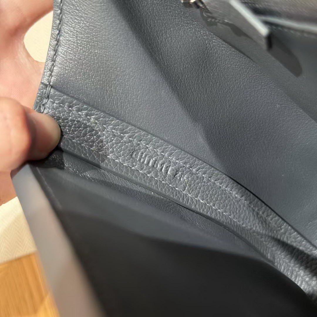 Hermes Kelly 2424 24/24 Bag 21CM Handmade In Evercolor and Swift Calfskin Leather Silver Hardware 85 Ardoise - Image 17