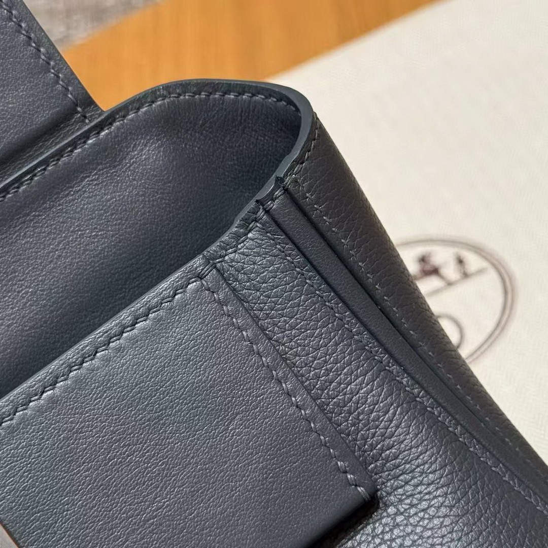 Hermes Kelly 2424 24/24 Bag 21CM Handmade In Evercolor and Swift Calfskin Leather Silver Hardware 85 Ardoise - Image 13