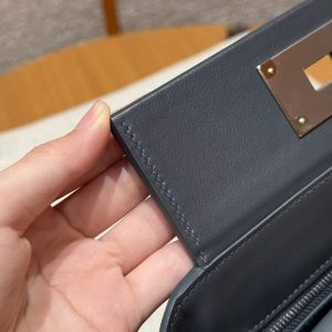 Hermes Kelly 2424 24/24 Bag 21CM Handmade In Evercolor and Swift Calfskin Leather Silver Hardware 85 Ardoise - Image 12