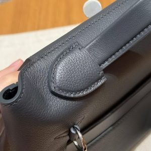 Hermes Kelly 2424 24/24 Bag 21CM Handmade In Evercolor and Swift Calfskin Leather Silver Hardware 85 Ardoise - Image 7