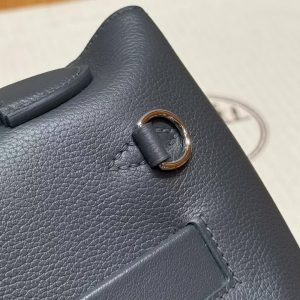 Hermes Kelly 2424 24/24 Bag 21CM Handmade In Evercolor and Swift Calfskin Leather Silver Hardware 85 Ardoise - Image 6