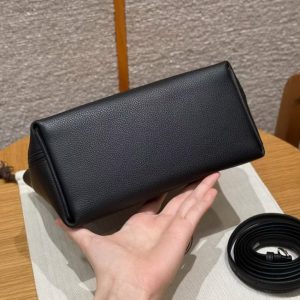 Hermes Kelly 2424 24/24 Bag 21CM Handmade In Evercolor and Swift Calfskin Leather Silver Hardware 89 Noir - Image 18