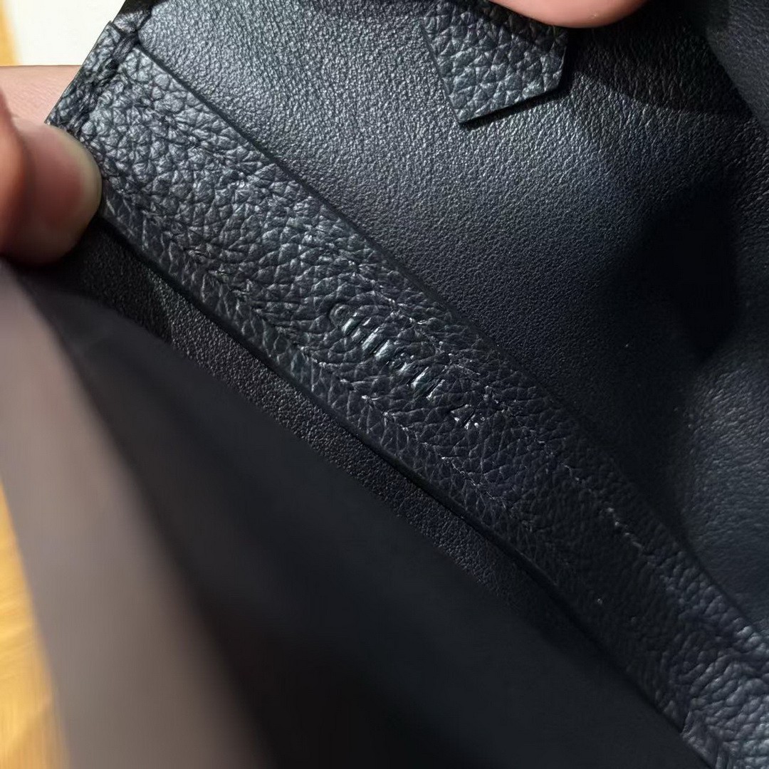 Hermes Kelly 2424 24/24 Bag 21CM Handmade In Evercolor and Swift Calfskin Leather Silver Hardware 89 Noir - Image 15