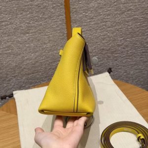 Hermes Kelly 2424 24/24 Bag 21CM Handmade In Evercolor and Swift Calfskin Leather Silver Hardware B4 Sun - Image 21