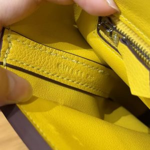 Hermes Kelly 2424 24/24 Bag 21CM Handmade In Evercolor and Swift Calfskin Leather Silver Hardware B4 Sun - Image 16