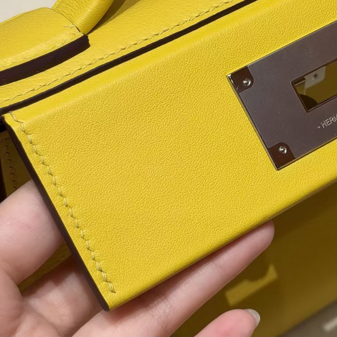 Hermes Kelly 2424 24/24 Bag 21CM Handmade In Evercolor and Swift Calfskin Leather Silver Hardware B4 Sun - Image 11
