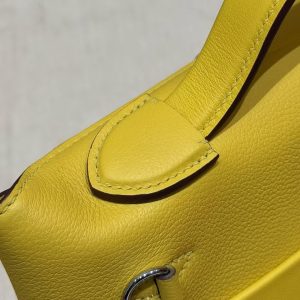 Hermes Kelly 2424 24/24 Bag 21CM Handmade In Evercolor and Swift Calfskin Leather Silver Hardware B4 Sun - Image 10