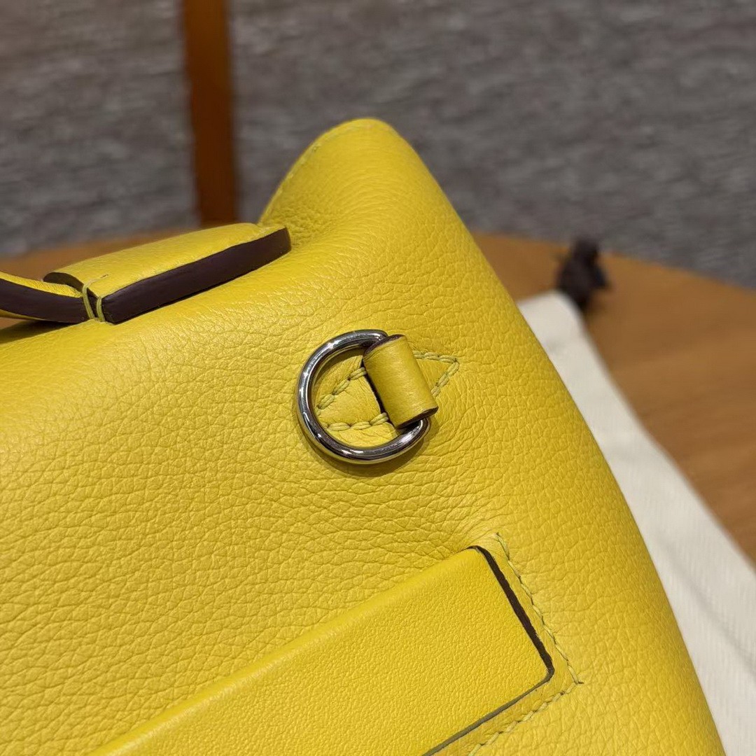 Hermes Kelly 2424 24/24 Bag 21CM Handmade In Evercolor and Swift Calfskin Leather Silver Hardware B4 Sun - Image 7