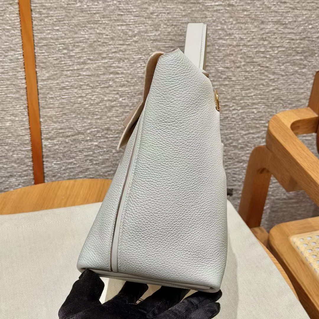 Hermes Kelly 2424 24/24 Bag 29CM Handmade In Evercolor and Swift Calfskin Leather Gold Hardware 8L Beton - Image 19