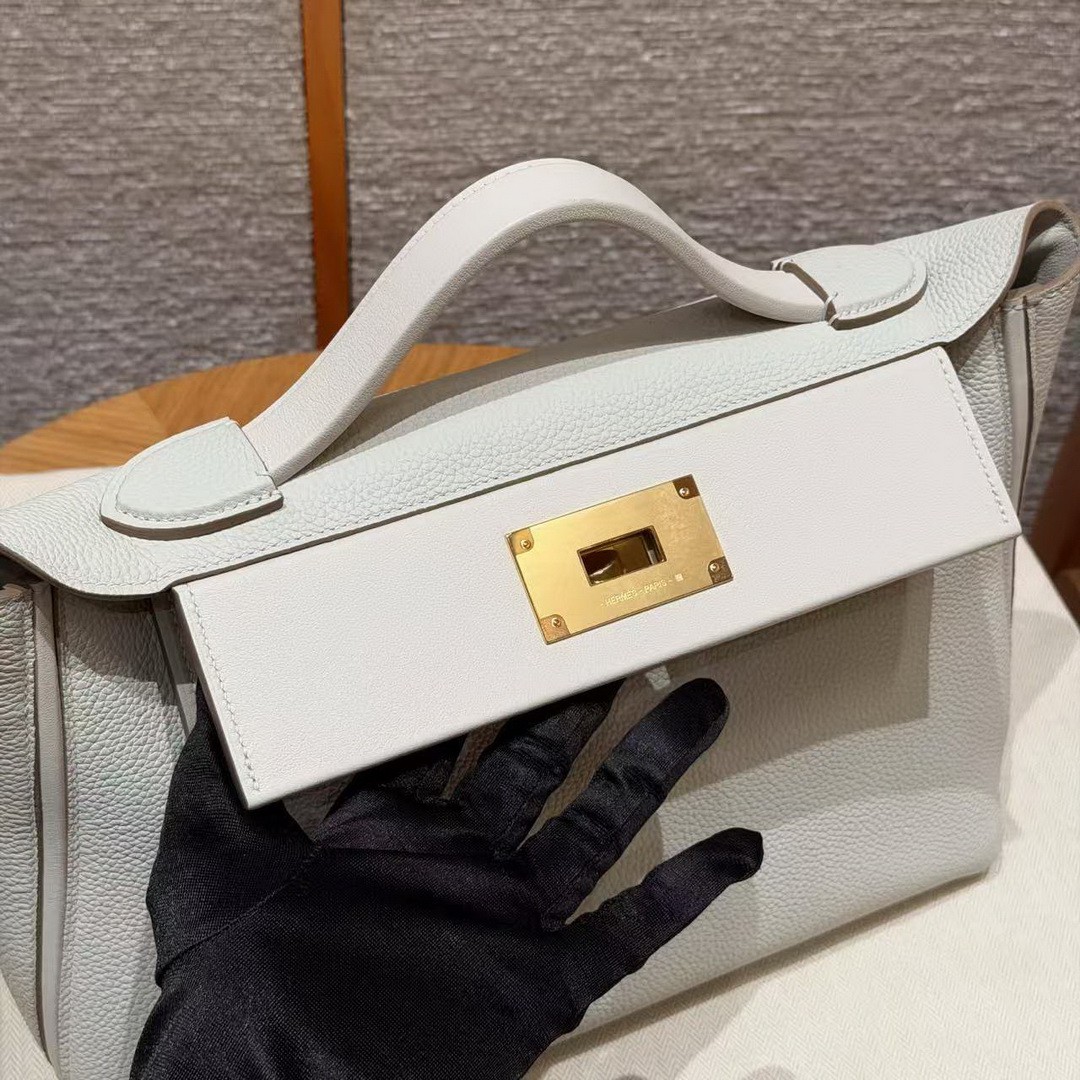 Hermes Kelly 2424 24/24 Bag 29CM Handmade In Evercolor and Swift Calfskin Leather Gold Hardware 8L Beton - Image 13