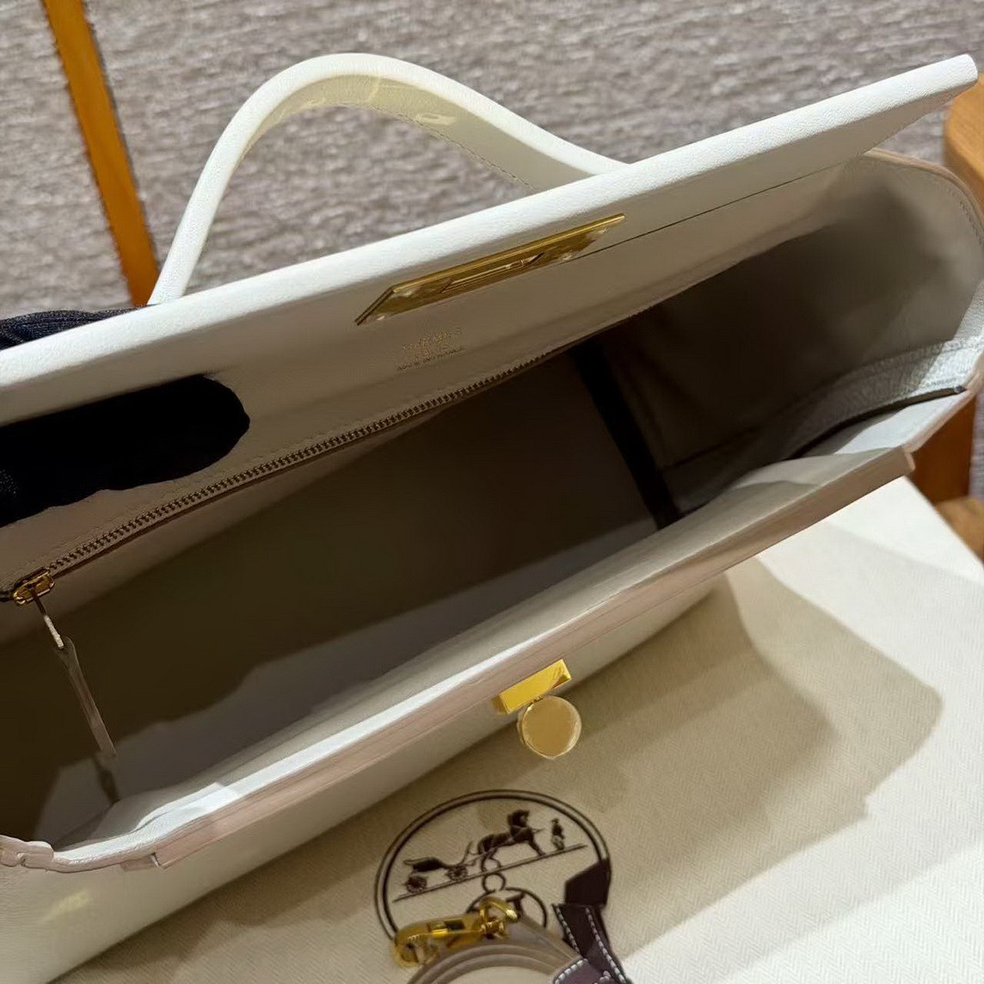 Hermes Kelly 2424 24/24 Bag 29CM Handmade In Evercolor and Swift Calfskin Leather Gold Hardware 8L Beton - Image 11