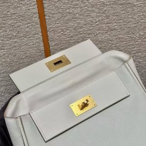 Hermes Kelly 2424 24/24 Bag 29CM Handmade In Evercolor and Swift Calfskin Leather Gold Hardware 8L Beton - Image 8