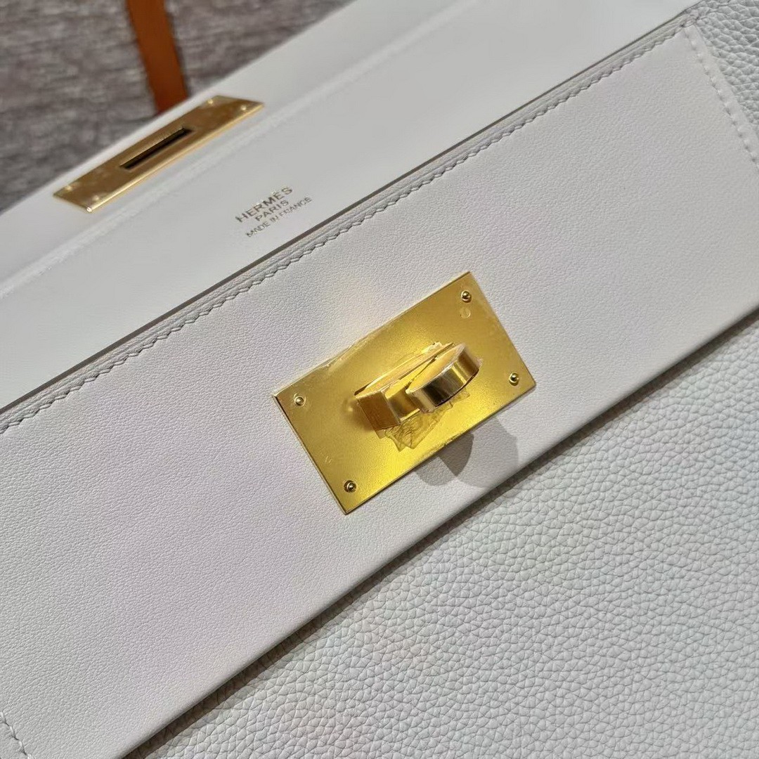 Hermes Kelly 2424 24/24 Bag 29CM Handmade In Evercolor and Swift Calfskin Leather Gold Hardware 8L Beton - Image 6