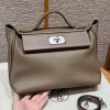 Hermes Kelly 2424 24/24 Bag 29CM Handmade In Evercolor and Swift Calfskin Leather Silver Hardware 18 Etoupe