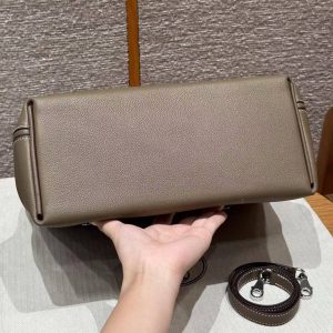 Hermes Kelly 2424 24/24 Bag 29CM Handmade In Evercolor and Swift Calfskin Leather Silver Hardware 18 Etoupe - Image 14