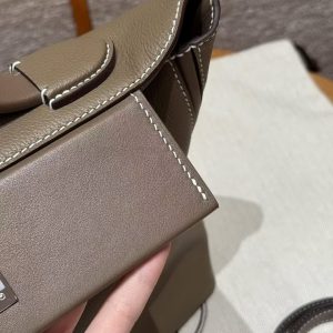 Hermes Kelly 2424 24/24 Bag 29CM Handmade In Evercolor and Swift Calfskin Leather Silver Hardware 18 Etoupe - Image 4