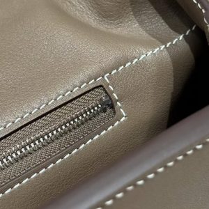 Hermes Kelly 2424 24/24 Bag 29CM Handmade In Evercolor and Swift Calfskin Leather Silver Hardware 18 Etoupe - Image 3