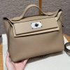 Hermes Kelly 2424 24/24 Bag 29CM Handmade In Evercolor and Swift Calfskin Leather Silver Hardware S2 Trench