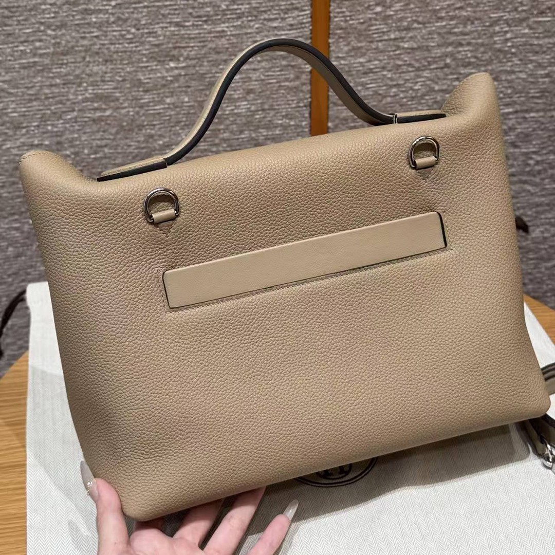 Hermes Kelly 2424 24/24 Bag 29CM Handmade In Evercolor and Swift Calfskin Leather Silver Hardware S2 Trench - Image 2