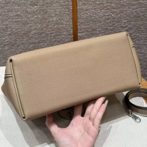 Hermes Kelly 2424 24/24 Bag 29CM Handmade In Evercolor and Swift Calfskin Leather Silver Hardware S2 Trench - Image 14