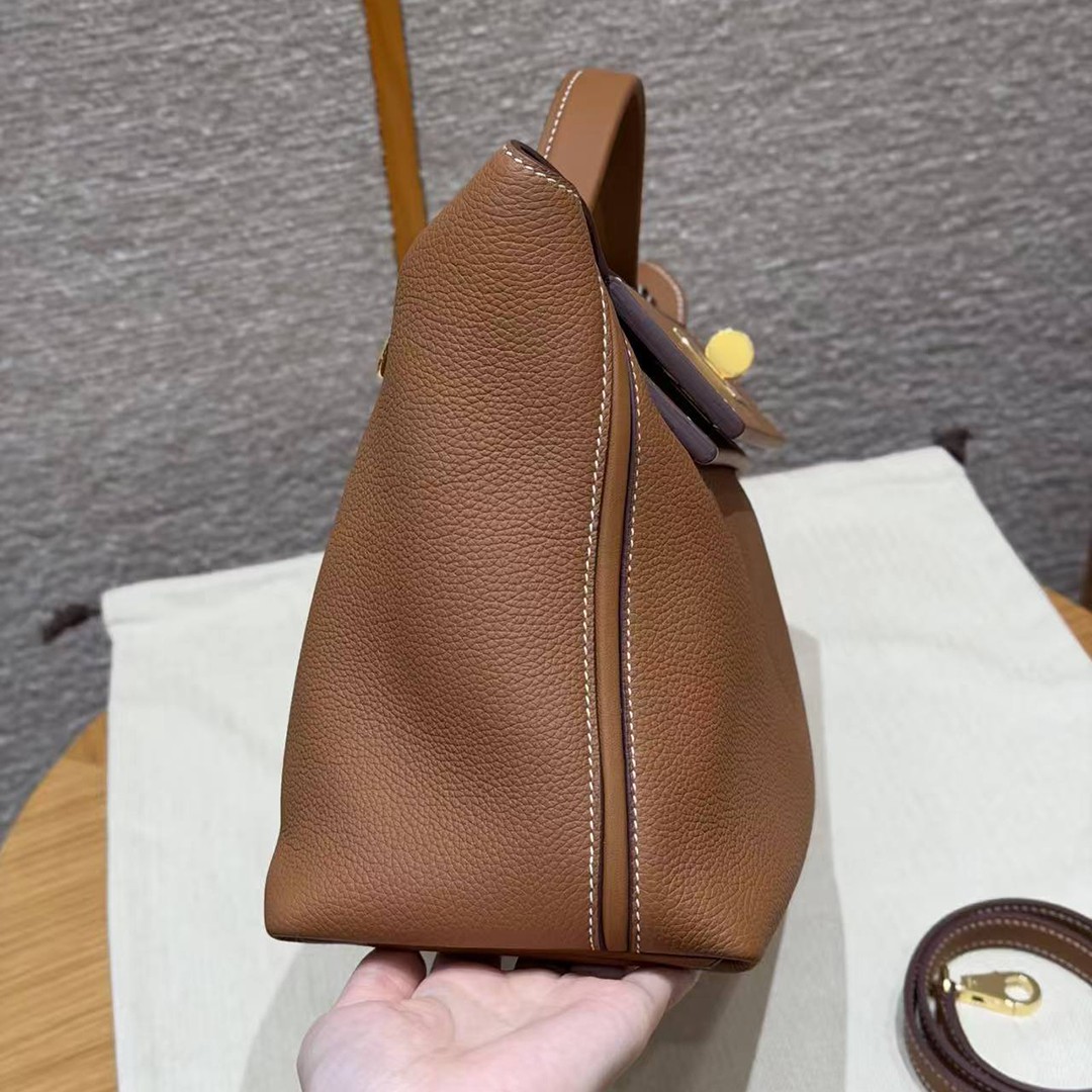 Hermes Kelly 2424 24/24 Bag 29CM Handmade In Togo and Swift Calfskin Leather Gold Hardware 37 Gold - Image 20